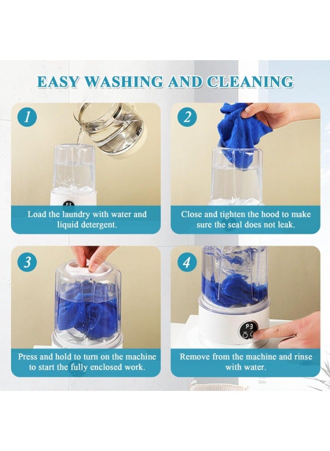 غسالة ملابس داخلية محمولة، غسالة صغيرة لاسلكية للتنظيف العميق قابلة لاعادة الشحن، 3 اوضاع تنظيف صغيرة لحمالات الصدر والملابس الداخلية والجوارب للسفر والتخييم والمركبات الترفيهية والمساكن - Image 3